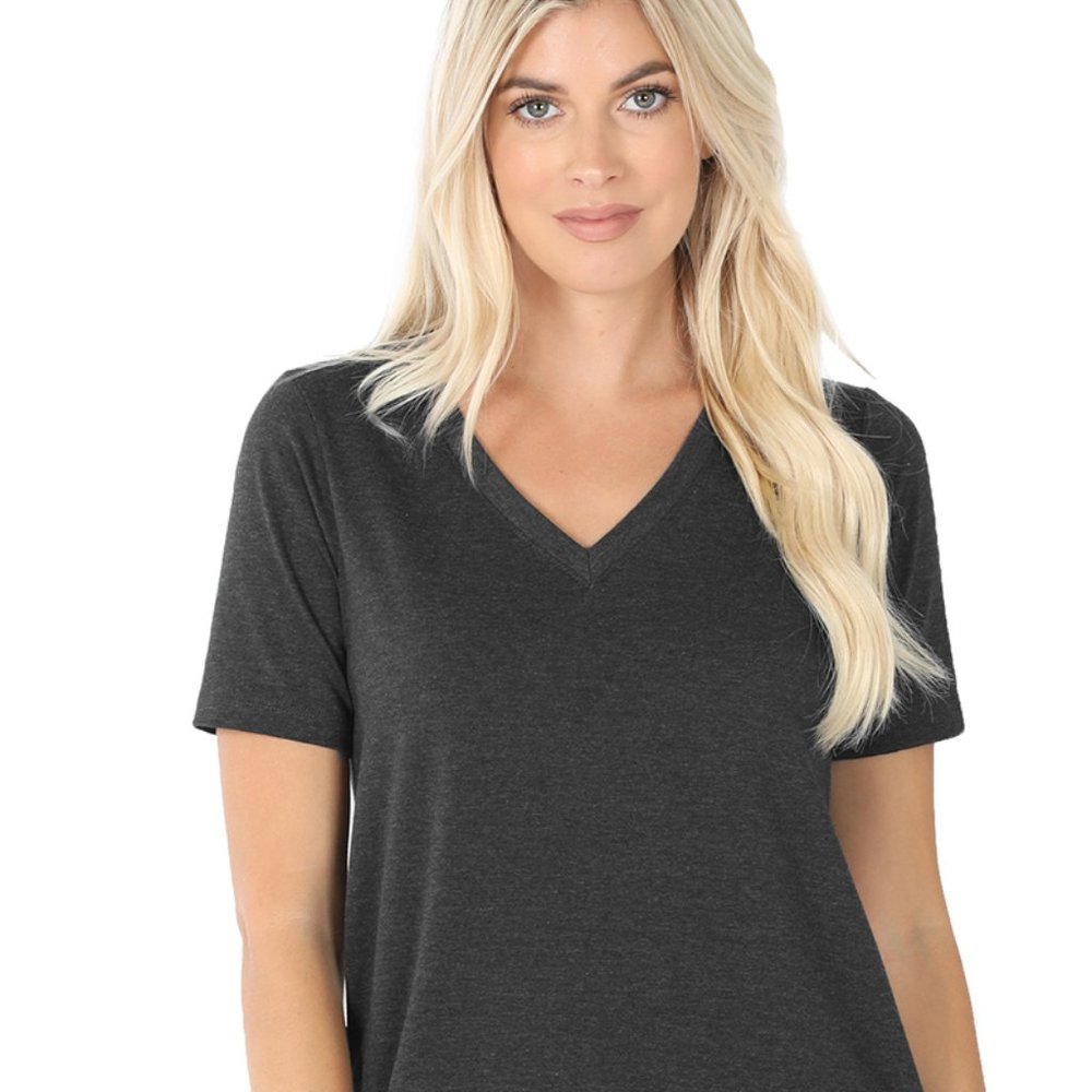 COTTON V-NECK SHORT SLEEVE T-SHIRTS